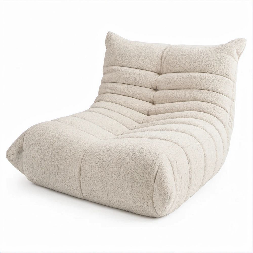 Poltrona Baixa Curva em Bouclé Creme 102 x 87 x 70 cm