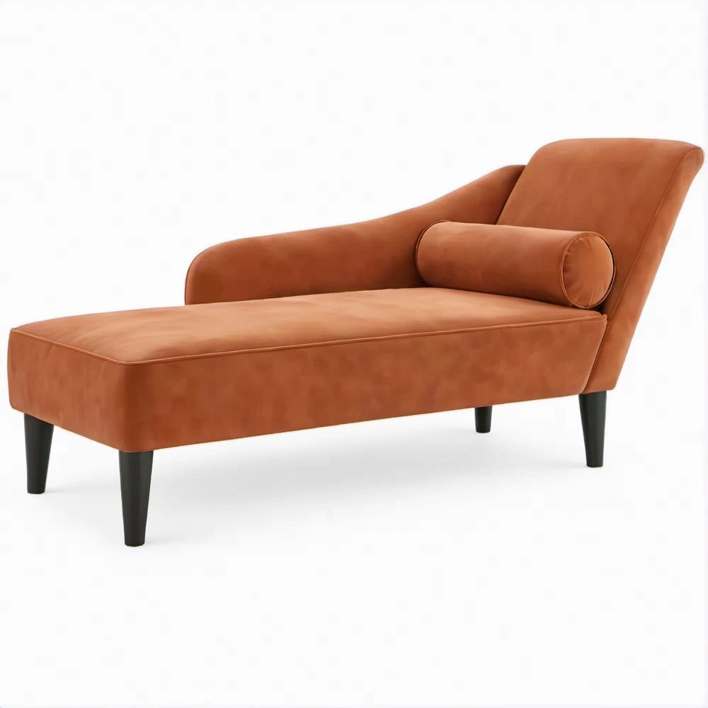 Chaise Longue Estofada em Microfibra Castanha e Preta 160 x 75 x 82 cm