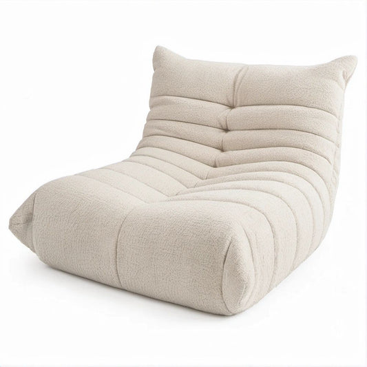 Poltrona Baixa Curva em Bouclé Creme 102 x 87 x 70 cm